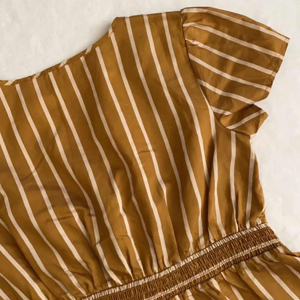 Loft Beach | V-Neck Striped Tie Front Keyhole Short Sleeve Peplum Top (XXS/00) - Picture 14 of 16